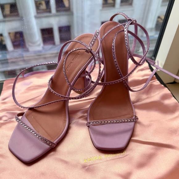 Amina Muaddi Shoes - Amina Muaddi Vita Crystal sandals in Lilac - Size 38